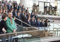 Украинская делегация во главе со спикером парламента Владимиром Гройсманом на заседании Бундестага