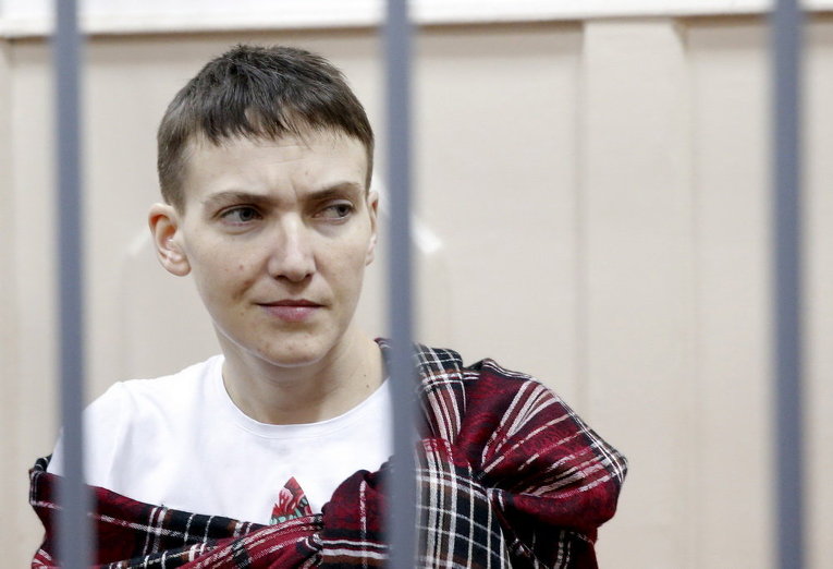 Надежда Савченко на слушании в окружном Басманном суде Москвы 26 марта 2015 года