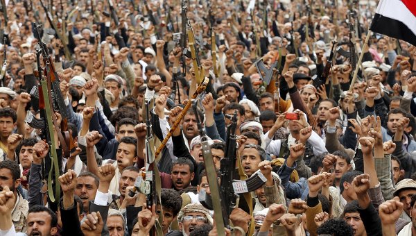 Протесты хуситов в Сане против авиаударов