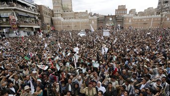 Протесты хуситов в Сане против авиаударов