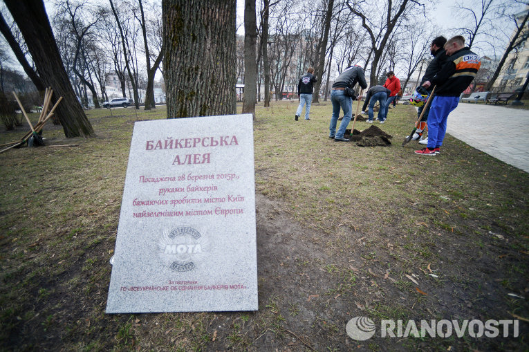 Байкерская аллея кленов на территории парка Тараса Шевченко в Киеве