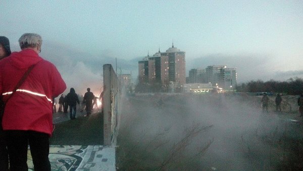 Место столкновений в Киеве возле стройплощадки