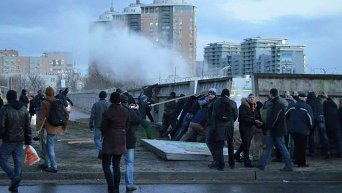 Участники столкновений на месте строительства в Киеве