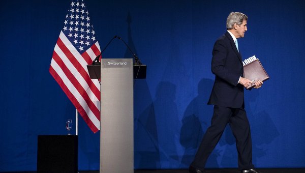 Госсекретарь США Джон Керри после переговоров шестерки и Ирана в Лозанне