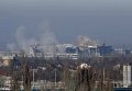 Вид из Донецка на аэропорт, в котором идет бой