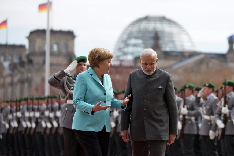 Премьер-министр Индии Нарендра Моди с официальным визитом в Германии, встреча с Ангелой Меркель