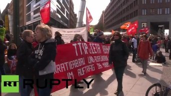 Протесты в Берлине. Видео