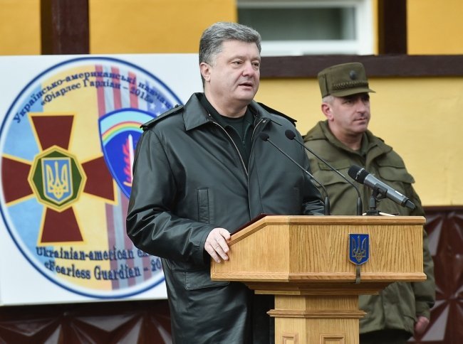 Президент Украины Петр Порошенко открывает украинско-американские учения Феарлесс Гардиан