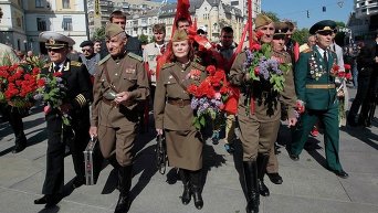 Ветераны на праздновании Дня победы в Киеве, 9 мая 2014 года