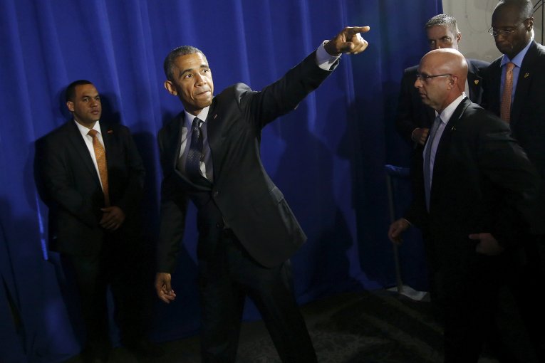 Президент США Барак Обама на выступлении в Бронксе, в Леман-колледже, где он объявил о создании альянса My Brother’s Keeper – некоммерческой организации, являющейся частью инициативы Белого дома по расширению возможностей для молодых представителей меньшинств.