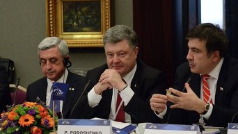 Петр Порошенко и Михаил Саакашвили на саммите Восточного патнерства в Риге
