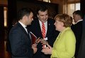 Ангела Меркель, Михаил Саакашвили и Петр Порошенко на саммите Восточного партнерства в Риге