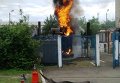 Пожар трансформатора на Петровке в Киеве