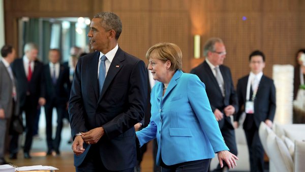 Барак Обама и Ангела Меркель на саммите G7