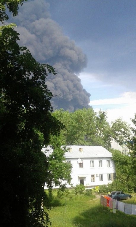 Пожар на нефтебазе в Глевахе. Вид из Василькова