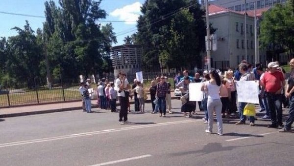 Акция протеста владельцев киосков в Голосеевском районе Киева