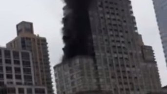 Пожар в нью-йоркском небоскребе. Видео