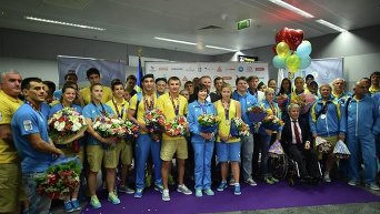 Возвращение украинских спортсменов с Европейских игр в Баку