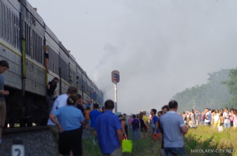 На месте возгорания поезда Киев-Николаев