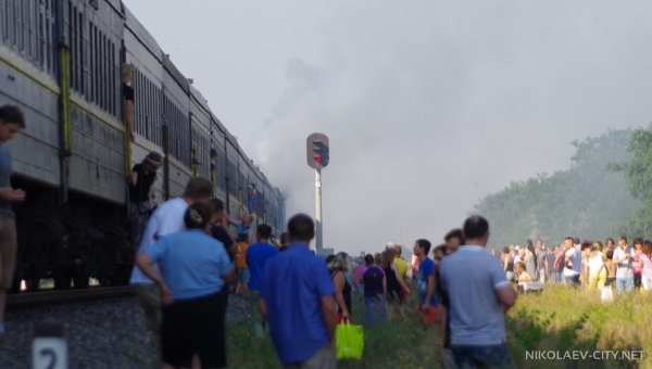 На месте возгорания поезда Киев-Николаев