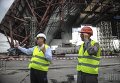 Строительство арки на Чернобыльской АЭС