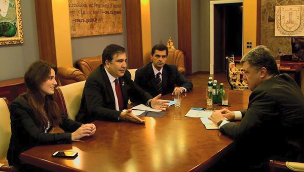 Юлия Марушевская, Михаил Саакашвили, Владимир Жмак и Петр Порошенко. Архивное фото