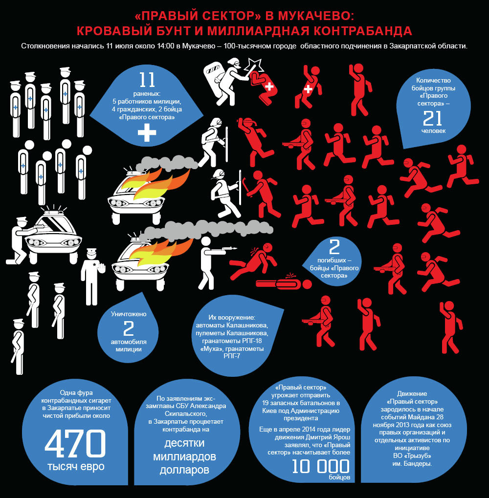 Кровавые события в Мукачево с участием Правого сектора. Инфографика