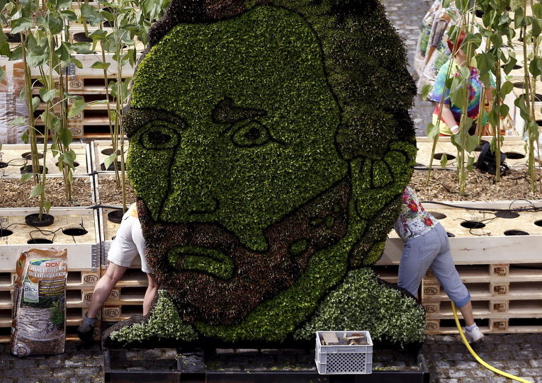 Портрет Винсента Ван Гога из растений в Монсе, Бельгия