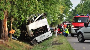 Разбившийся автобус в Польше
