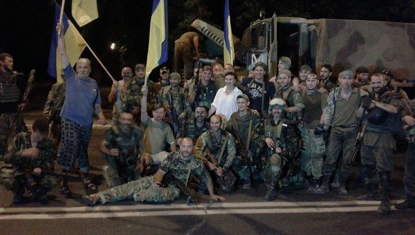 Выход бойцов батальона Донбасс из Широкино