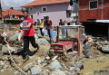 Последствия наводнения в горной деревне в северо-западной Македонии