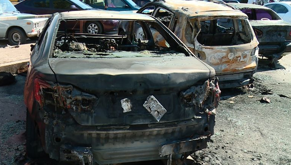 Сгоревшие авто в Запорожье