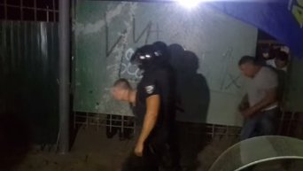 Задержание охранников стройки в Голосеевском районе Киева. Видео