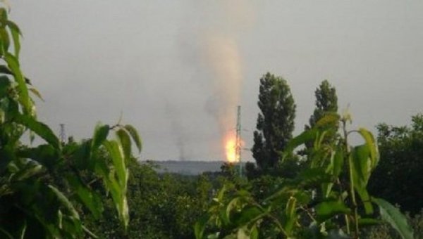 Пожар на газопроводе в Авдеевке