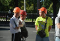 Пикет строителей перед отелем Hilton Kyiv