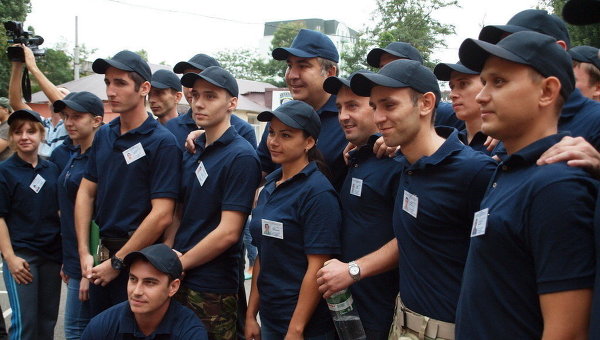 Саакашвили на тренировке патрульной полиции в Одессе