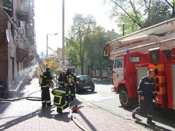 Тушение пожара на ул. Софиевская в Киеве