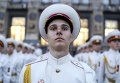 Украинский кадет во время репетиции военного марша на День Независимости