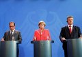 Франсуа Олланд, Ангела Меркель и Петр Порошенко в Берлине