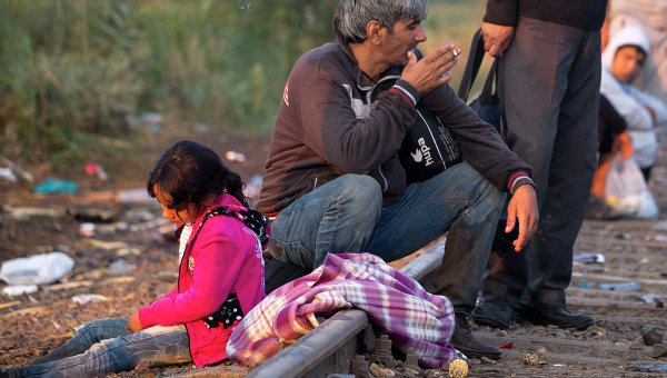 Сирийские беженцы на сербско-венгерской границе