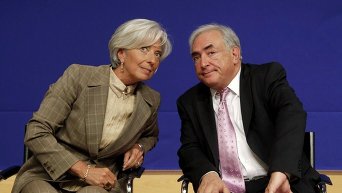 Директор-распорядитель МВФ Кристин Лагард и экс-глава МВФ Доминик Стросс-Кан. Архивное фото