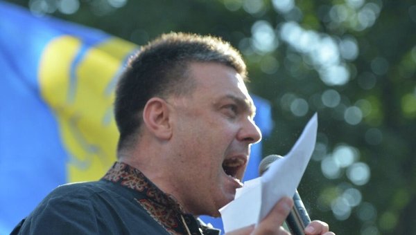 Олег Тягнибок во время митинга под Верховной Радой 31августа 2015 г.