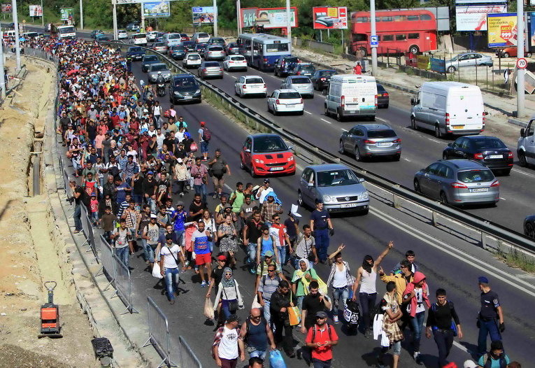 Марш мигрантов на границе с Австрией