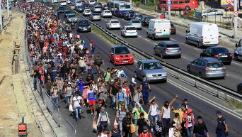 Марш мигрантов на границе с Австрией