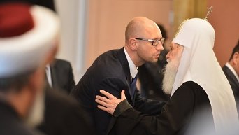 Предстоятель УПЦ Филарет на встрече Арсения Яценюка с религиозными лидерами в Киеве