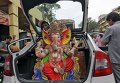 Идол индуистского бога Ганеши на фестивале в Мумбаи