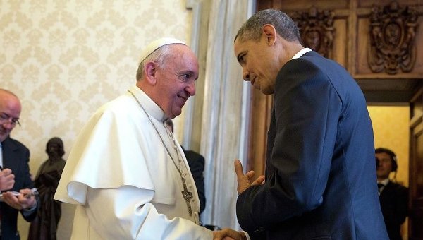 Папа Римский Франциск и президент США Барак Обама