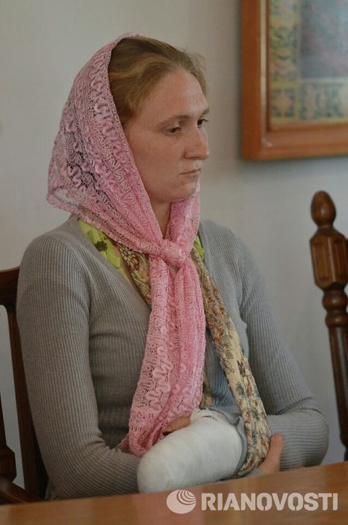 Пострадавшая во время захвата храма в селе Катериновка Тернопольской области Людмила Дробот