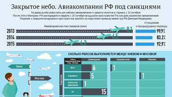 Закрытое небо. Авиакомпании РФ под санкциями. Инфографика.