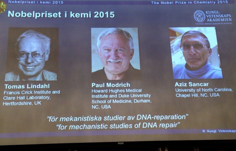Томас Линдаль, Пол Модрич и Азиз Санкар (Нобелевская премия по химии-2015)